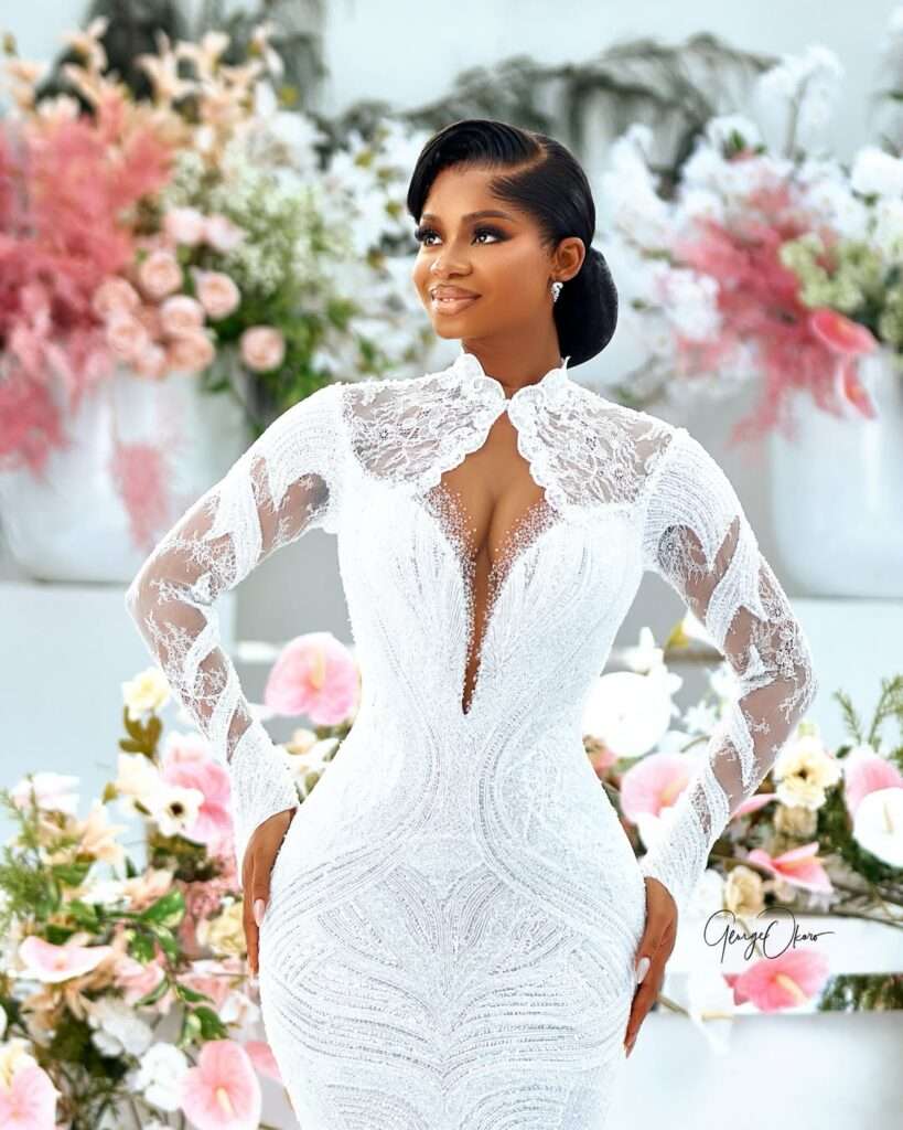 Priscilla Ojo’s wedding dress is a masterpiece of timeless bridal elegance
