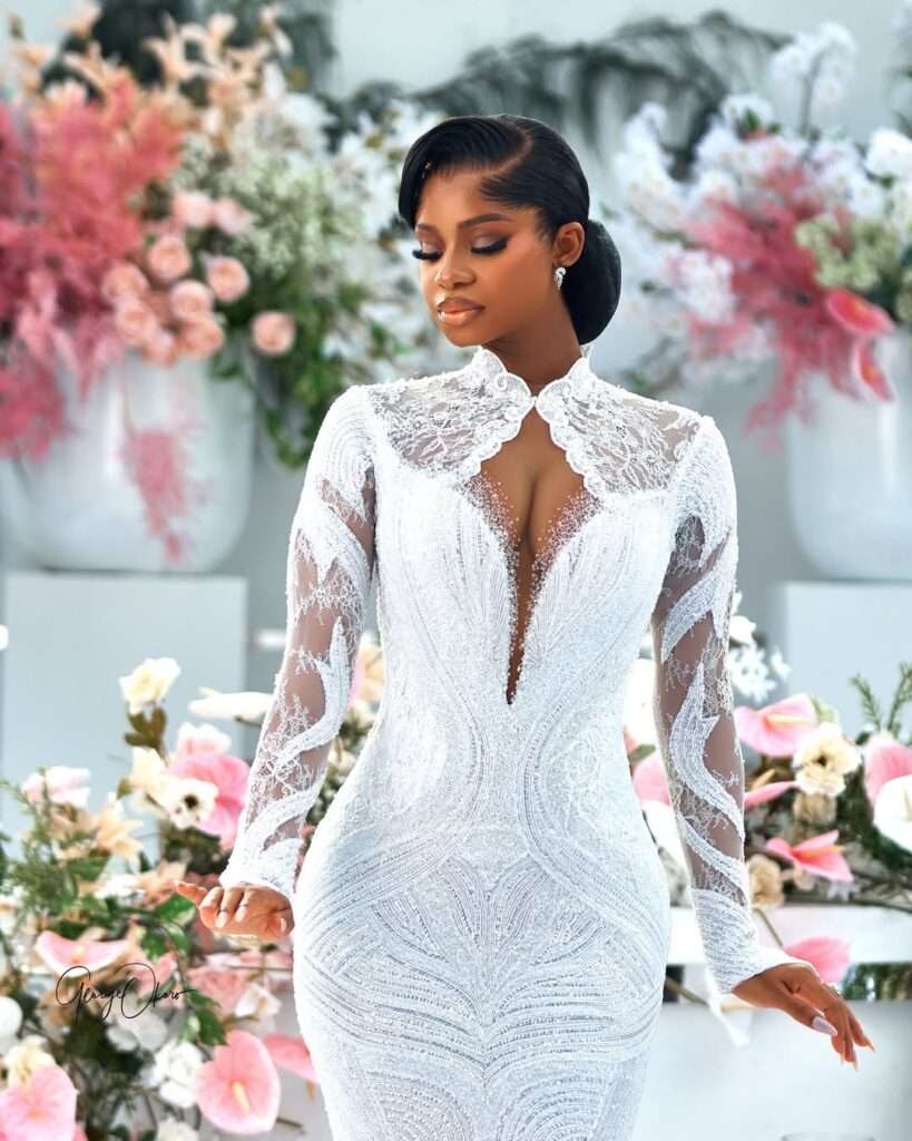 Priscilla Ojo’s wedding dress is a masterpiece of timeless bridal elegance