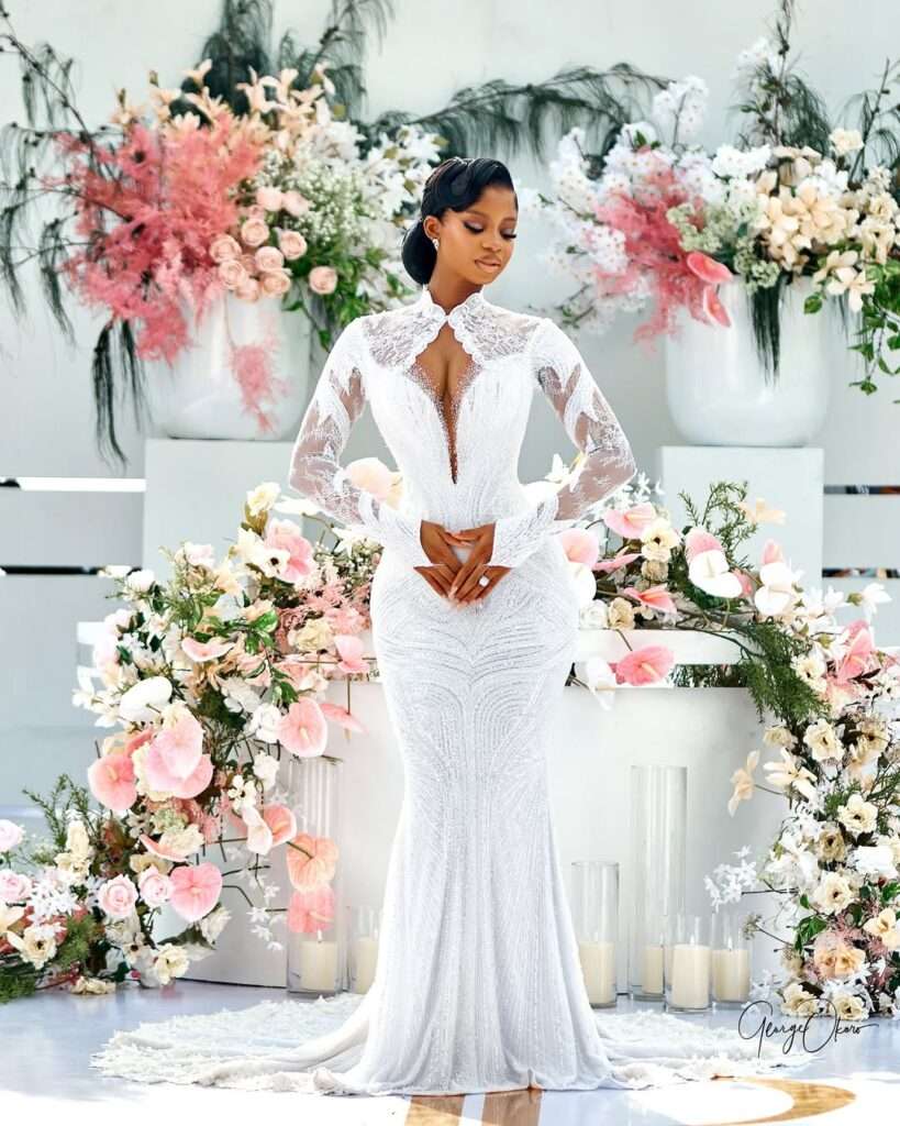 Priscilla Ojo’s wedding dress is a masterpiece of timeless bridal elegance